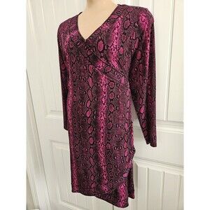 MICHAEL Michael Kors Faux Wrap dress  deep fuchsia Snake Side Ruched Sz 2X